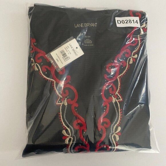 Lane Bryant Blouse Sz 22/24 Popover Embellished 3/4 Balloon Sleeve Elastic Waist - Picture 10 of 10